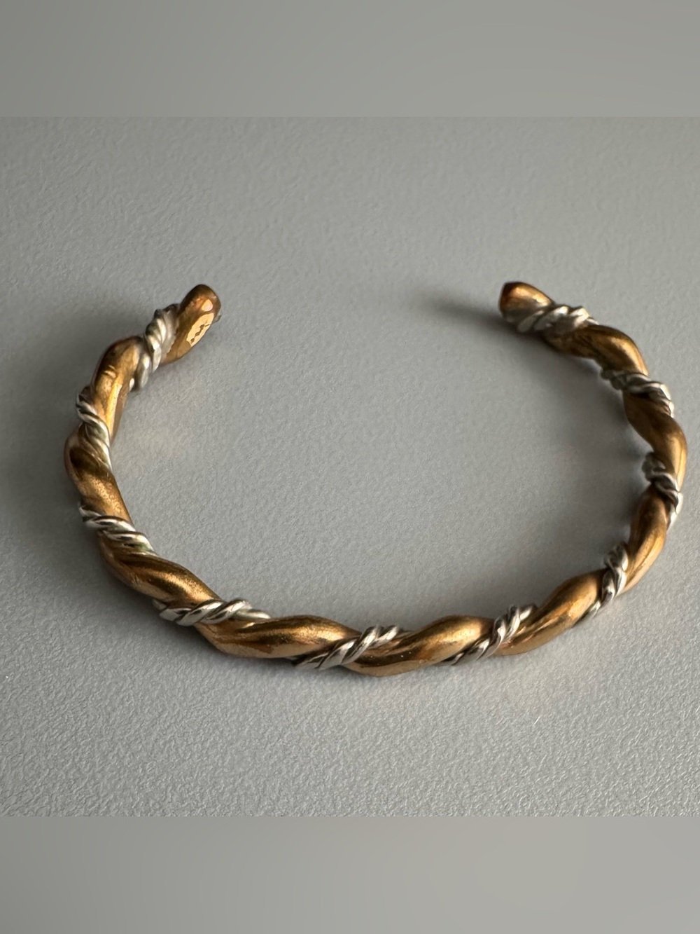 Gold and Silver Twisted Cuff Bracelet